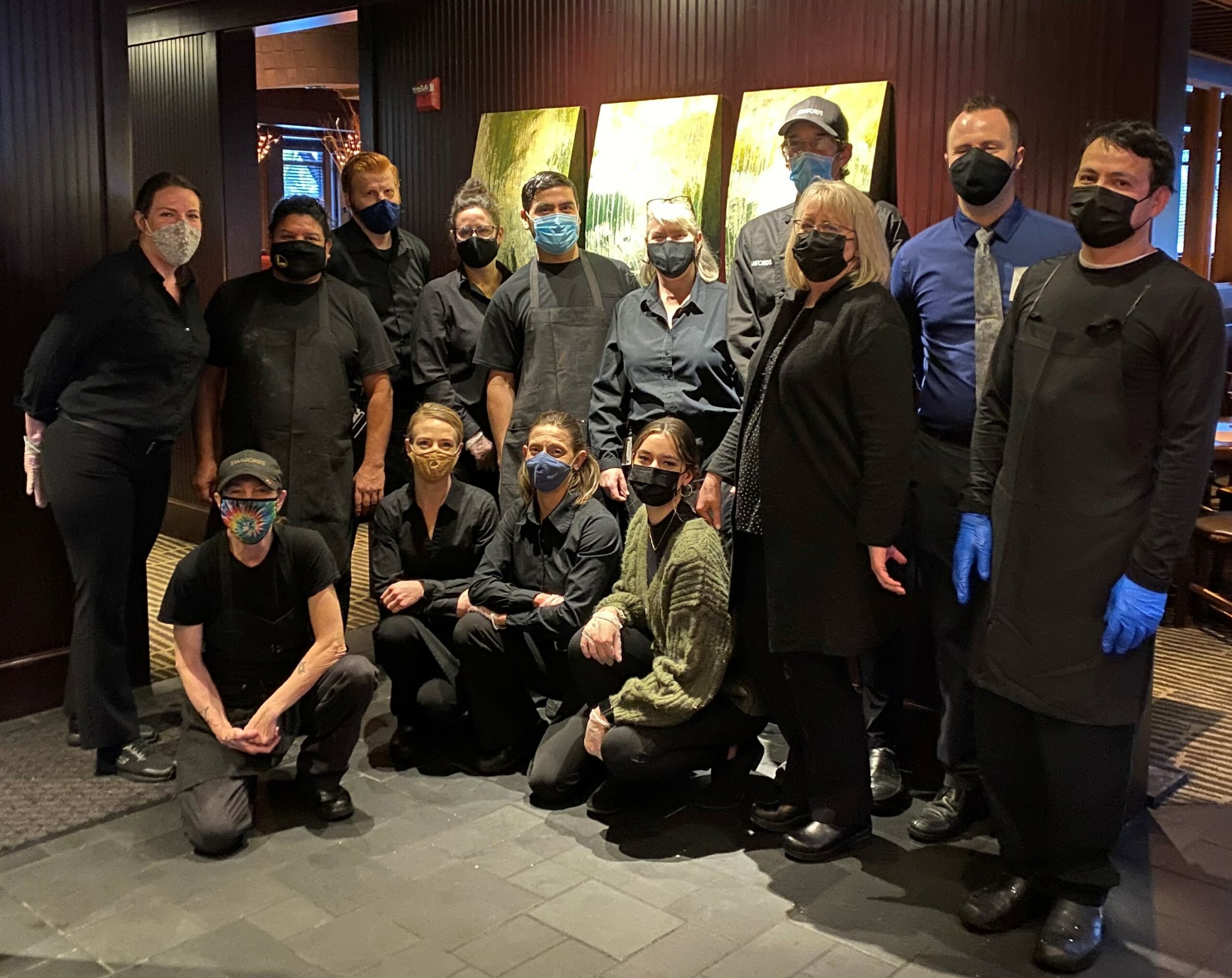 Clackamas steakhouse staff following covid safety rules with masks